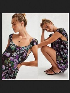 FP Wildflower linen-blend tunic mini dress, Small.